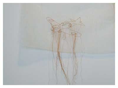 lisa solomon art - Two Mitsubishi Zeros thread drawing