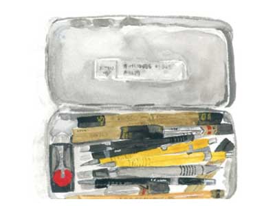 lisa solomon art - The Keepsake Project - Meighan O'Toole pencil box and scissors